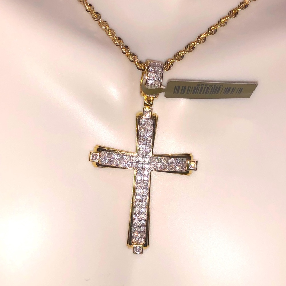 10k solid gold, real diamond cross, genuine diamond, free appraisal NOT plated!